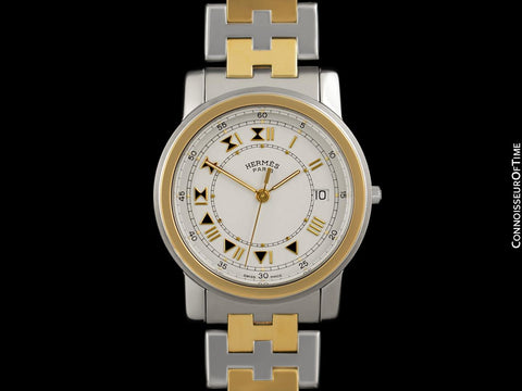 Hermes Carrick Mens Full Size Watch with Bracelet - Stainless Steel & 18K Gold