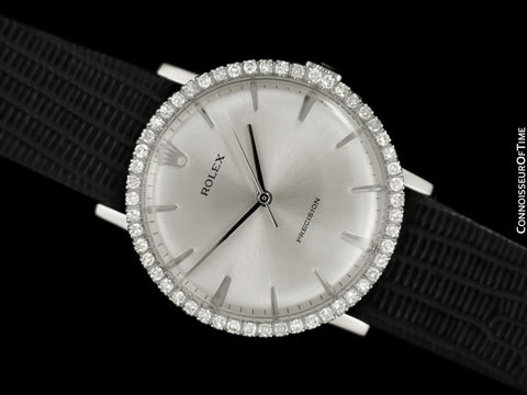 1973 Rolex Precision Vintage Mens Ref. 3411 Dress Watch - Stainless Steel & Diamonds
