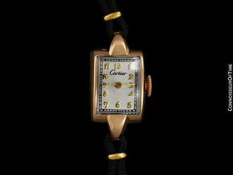 1940's Cartier Vintage Classic Ladies Handwound Watch - 14K Rose Gold