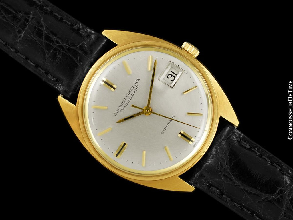 1960's Girard Perregaux Vintage HF High Frequency Automatic Chronometer, Date 18K Gold Plated Stainless Steel