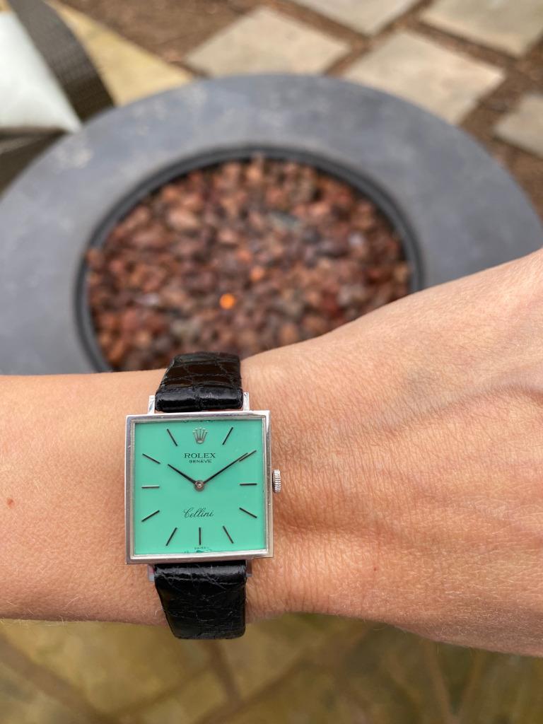 1974 Rolex Cellini Classic Vintage Ladies Square 3996 Watch 18K White Gold