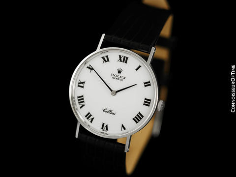 1973 Rolex Cellini Vintage Mens Midsize Buckley Dial Watch, Ref. 3833 - 18K White Gold