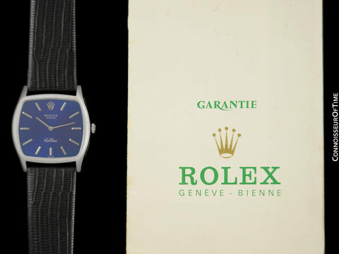 1980 Rolex Cellini Vintage Mens Handwound TV 18K White Gold Watch - Papers