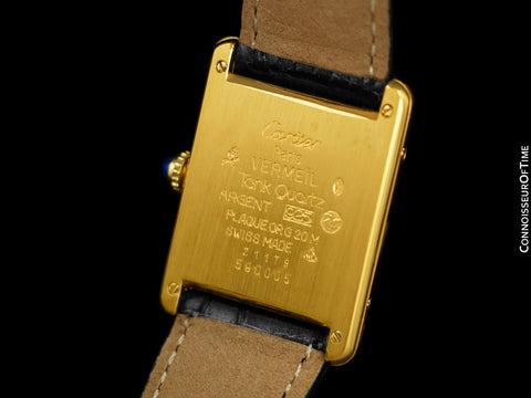 Cartier Mens Unisex Tank Louis Watch - Gold Vermeil, 18K Gold & Diamonds over Sterling Silver