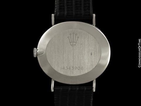 1976 Rolex Cellini Vintage Mens Midsize Handwound Oval Watch, Ref. 4083 - 18K White Gold