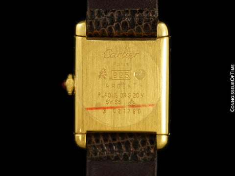 Cartier Vintage Ladies Tank Mechanical Watch With Chocolate Dial - Gold Vermeil, 18K Gold over Sterling Silver