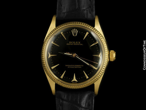 1966 Rolex Oyster Perpetual Classic Vintage Mens Watch, Ref. 6567 - 14K Gold