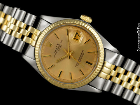 1974 Rolex Vintage Mens 2-Tone Datejust Ref. 1601, Tropical Pie Pan Dial - Stainless Steel & 18K Gold