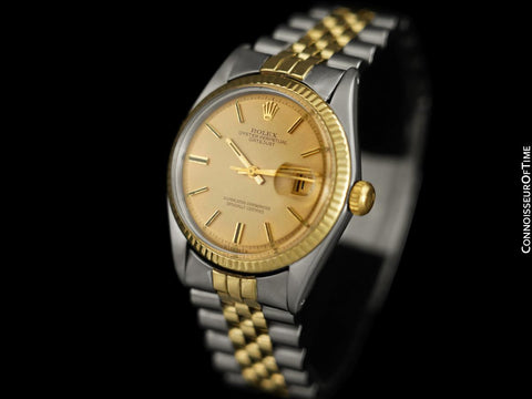 1974 Rolex Vintage Mens 2-Tone Datejust Ref. 1601, Tropical Pie Pan Dial - Stainless Steel & 18K Gold