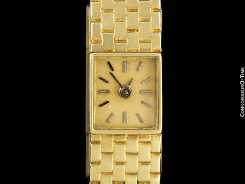1960's Tiffany & Co. Ladies Backwind Miniature Bracelet Watch - 14K Gold with Box