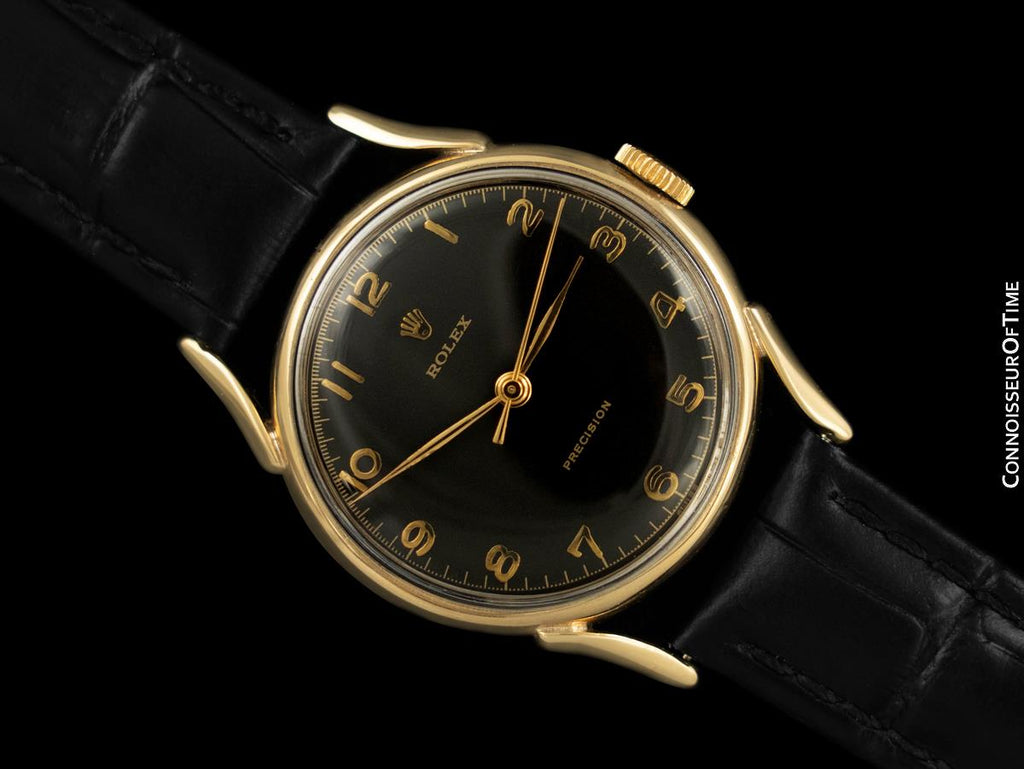 1950's Rolex Precision Vintage Mens Midsize Dress Watch - 9K Gold - Connoisseur of Time 1950's Rolex Precision Vintage Mens Midsize Dress Watch - 9K Gold - Connoisseur of Time