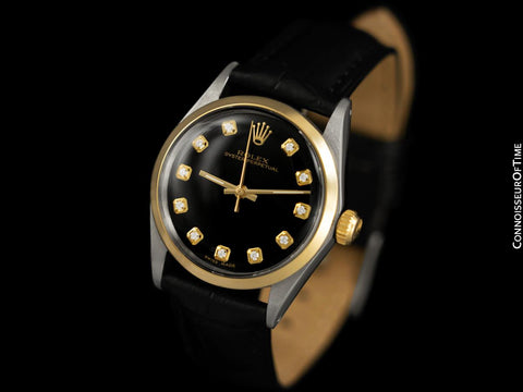 1968 Rolex Oyster Perpetual Mens Midsize Unisex 31mm Vintage Watch - 18K Gold, Stainless Steel & Diamonds