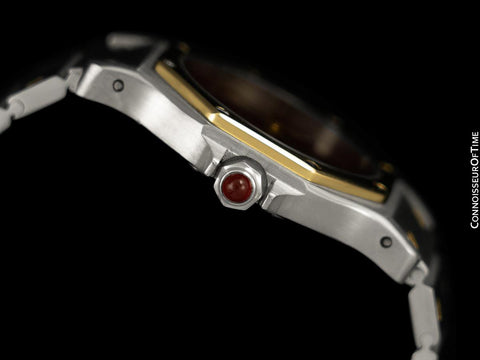 Cartier Santos Octagon Mens Unisex Watch with Ruby Crown - Stainless Steel & 18K Gold
