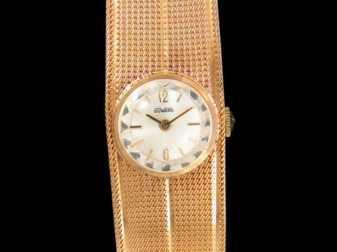 1960's Duward Spanish / Swiss Vintage Ladies Retro Bracelet Watch - 18K Gold