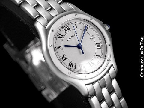 Cartier Cougar Panthere Mens Quartz Watch with Date - Stainless Steel