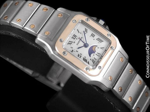 Cartier Ladies Santos Two-Tone Moon Phase Watch - Stainless Steel & 18K Gold