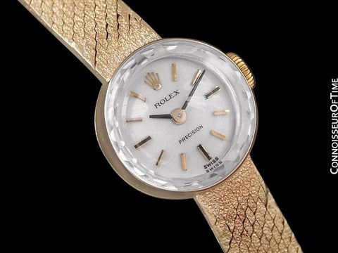 1980's Rolex Vintage Ladies Bracelet Dress Watch - 14K Gold