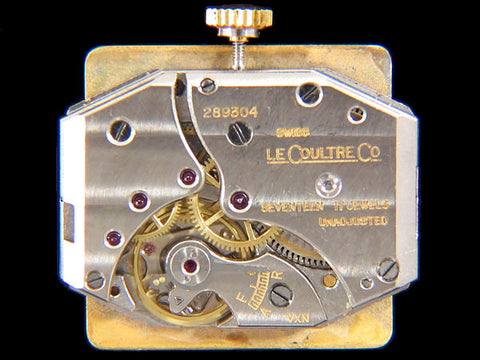 1944 Jaeger LeCoultre Vintage Mens Rectangular Watch - 14K Gold