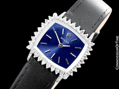 1972 Rolex Precision Vintage Ladies Handwound Watch - Stainless Steel & Diamonds