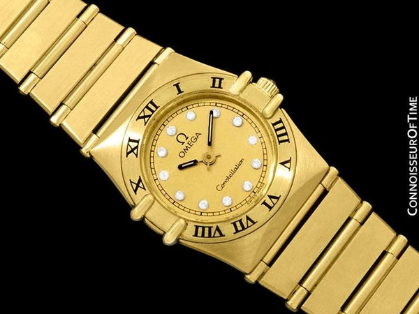 Omega Ladies Constellation Mini 22mm Watch - 18K Gold Plated with Diamonds