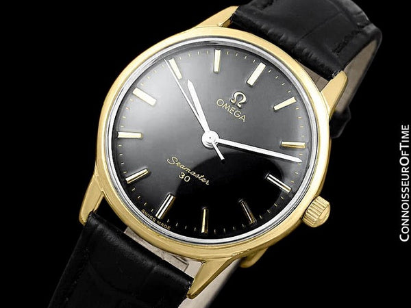 1963 Omega Seamaster 30 Vintage Mens Handwound Watch, Larger 35mm Model - 18K Gold Plated & Stainless Steel