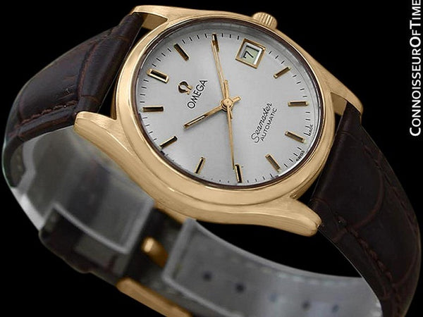 1970's Omega Seamaster Vintage Mens Watch with Quick-Setting Date - 18K Gold Plated & Stainless Steel