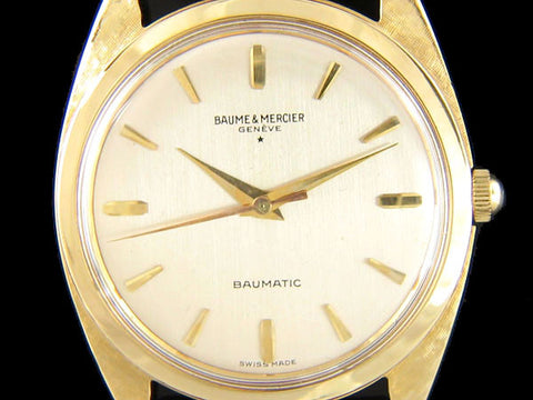 1960's Baume & Mercier Baumatic Vintage Full Size Mens Watch, Automatic - 18K Gold