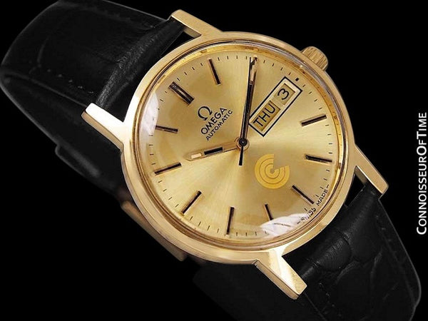 1974 Omega Geneve Vintage Automatic Day Date Mens Watch - 18K Gold Plated & Stainless Steel