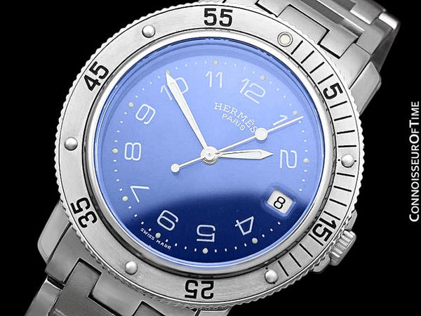 Hermes Mens Full Size Clipper Diver Quartz Watch - Stainless Steel