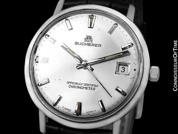 1960's Bucherer (Carl F. Bucherer) Vintage Mens Officially Certified Chronometer Watch - Stainless Steel