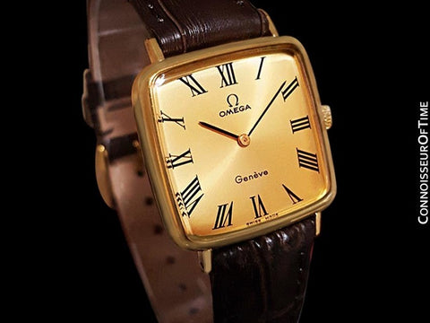 1974 Omega Geneve Vintage Midsize Handwound Ultra Slim Watch - 18K Gold Plated