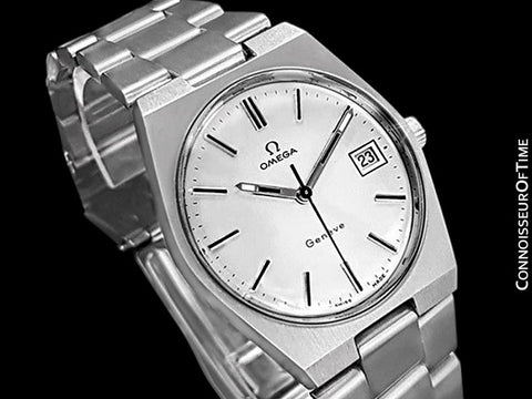 1972 Omega Geneve Vintage Mens Handwound Watch, Quick-Setting Date - Stainless Steel