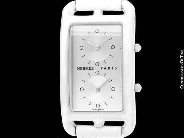 Hermes Cape Code Deux Zones Dual Time Zone Unisex or Mens Midsize Watch, Ref. CC3-510 - Stainless Steel