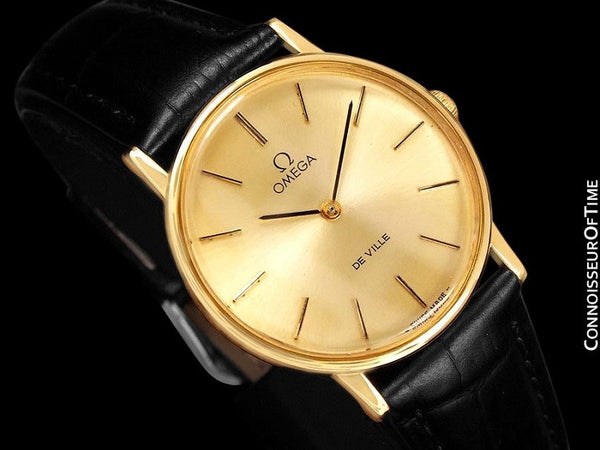 1980 Omega De Ville Vintage Mens Handwound Ultra Thin Dress Watch - 18K Gold Plated and Stainless Steel