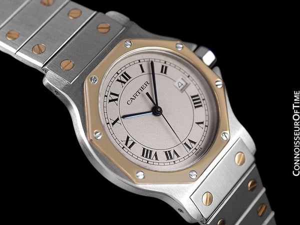 Cartier Santos Octagon Mens (Midsize) Quartz Watch - Stainless Steel and 18K Gold