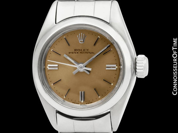 1976 Rolex Vintage Ladies Oyster Perpetual Ref. 6724 Copper Dial Watch - Stainless Steel