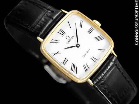1974 Omega Geneve Vintage Midsize Handwound Ultra Slim Watch - 18K Gold Plated & Stainless Steel