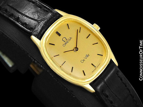 1985 Omega De Ville Vintage Ladies Quartz Watch - 18K Gold Plated & Stainless Steel