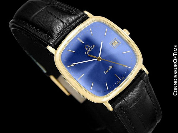 1988 Omega De Ville Mens Vintage Midsize Ultra Thin Cushion Watch - 18K Gold Plated and Stainless Steel