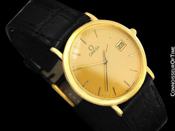 1991 Omega De Ville Mens Midsize Ultra Thin Watch - 18K Gold Plated and Stainless Steel