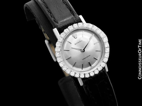 1970 Rolex Pre-Cellini Precision Vintage Ladies Watch, Ref. 2191 - 18K White Gold & Diamonds