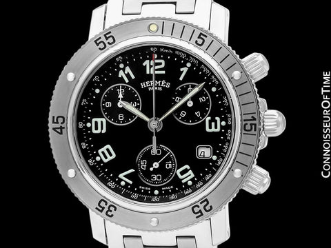 Hermes Mens Clipper Large Size Divers Chronograph Stainless Steel Watch - CL2.910