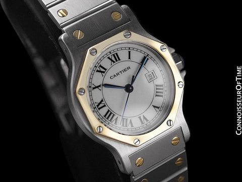 Cartier Santos Octagon Mens Midsize Watch, Automatic - Stainless Steel & 18K Gold