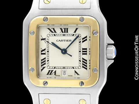 Cartier Santos Galbee Mens Two-Tone Bracelet Stainless Steel & 18K Gold Watch - Box & Papers