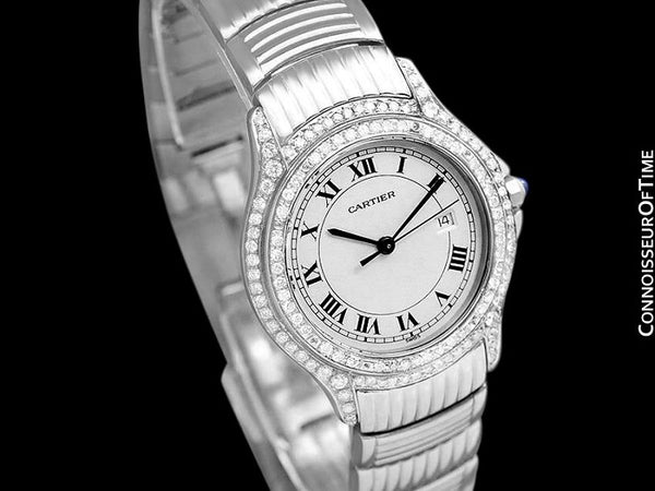 Cartier Cougar Panthere Mens Unisex Bracelet Watch - Stainless Steel & Diamonds