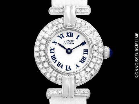 Cartier Colisee Ladies Vendome Vermeil Watch - 18K White Gold over Sterling Silver with Diamonds