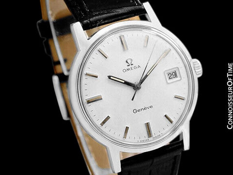 1970 Omega Geneve Vintage Mens Handwound Watch with Quick-Setting Date - Stainless Steel