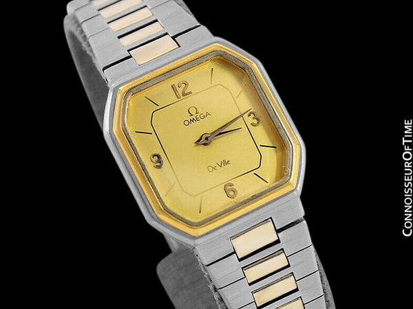 1982 Omega De Ville Vintage Ladies Dress Quartz Watch - 18K Gold Plated & Stainless Steel