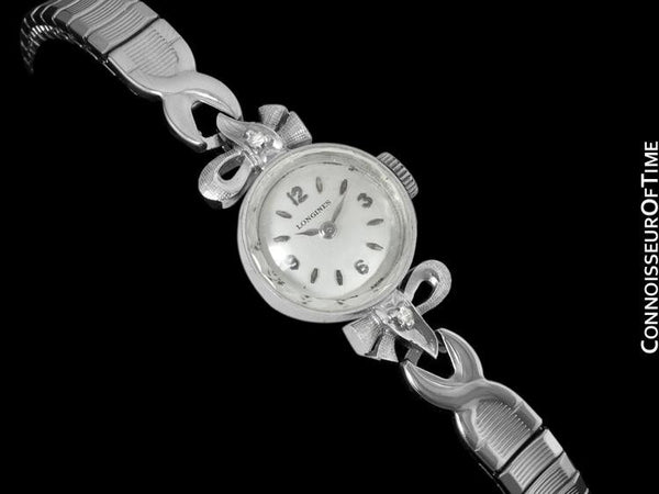 1961 Longines Vintage Ladies Dress Watch- 14K White Gold & Diamonds