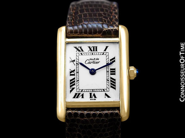 Cartier Vintage Ladies Tank Quartz Watch - Gold Vermeil, 18K Gold over Sterling Silver